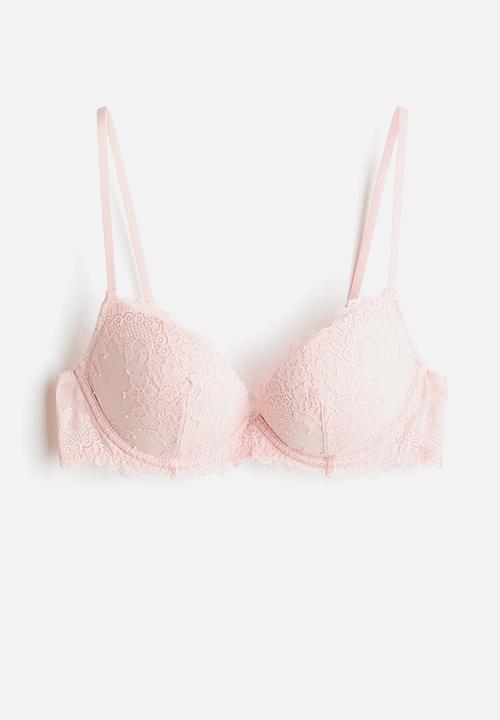 H&M - Lace super push-up bra - light pink