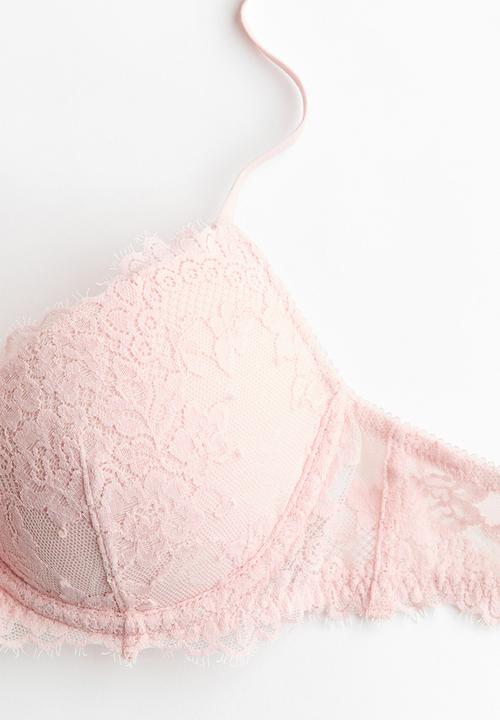 H&M - Lace super push-up bra - light pink