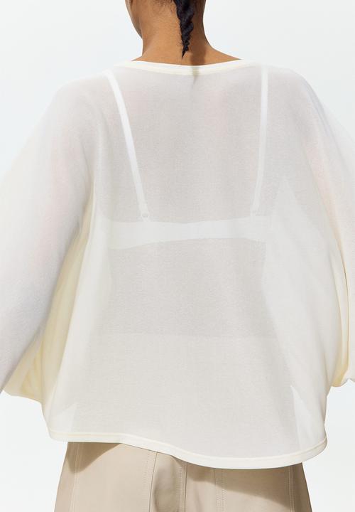 H&M - Batwing-sleeved jersey top - pale yellow