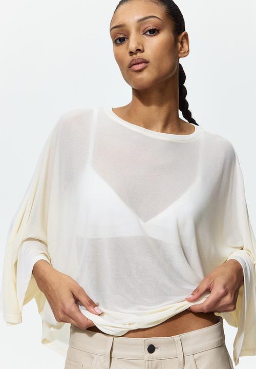 H&M - Batwing-sleeved jersey top - pale yellow