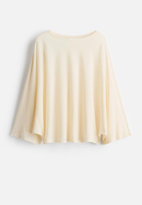 H&M - Batwing-sleeved jersey top - pale yellow