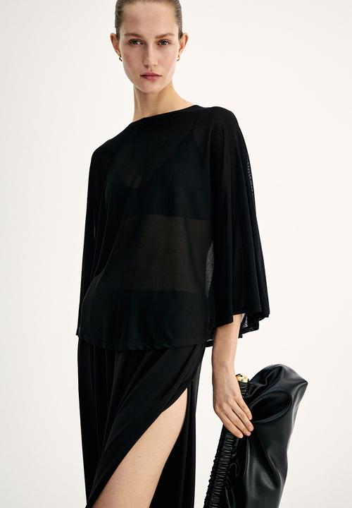 H&M - Batwing-sleeved jersey top - black