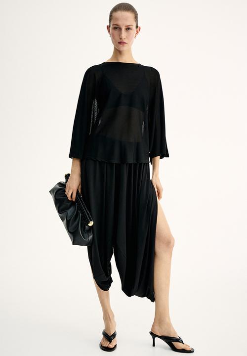 H&M - Batwing-sleeved jersey top - black