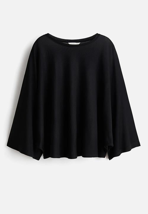 H&M - Batwing-sleeved jersey top - black