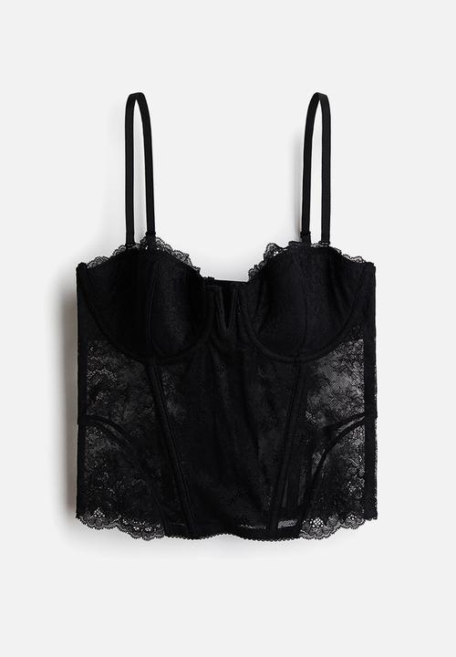 H&M - Padded-cup lace bustier - black