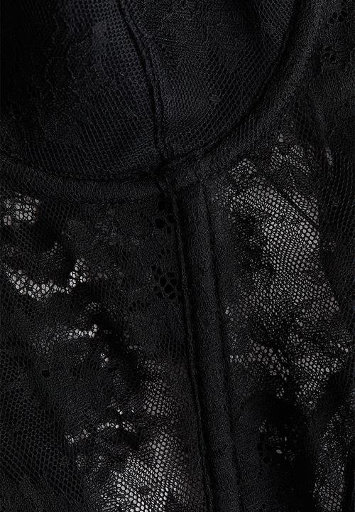 H&M - Padded-cup lace bustier - black