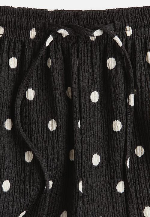 H&M - Wide pull-on trousers - black/polka dot