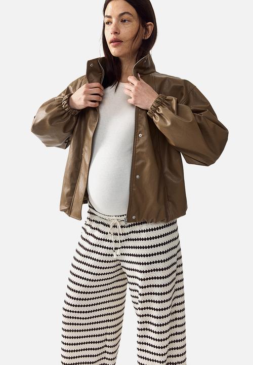 H&M - Mama before & after knitted trousers - white/striped