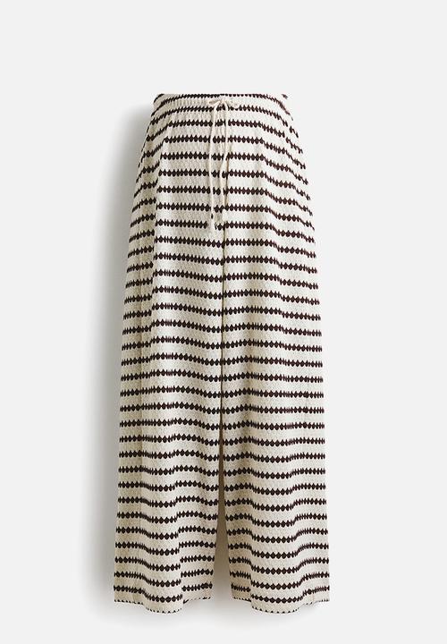 H&M - Mama before & after knitted trousers - white/striped