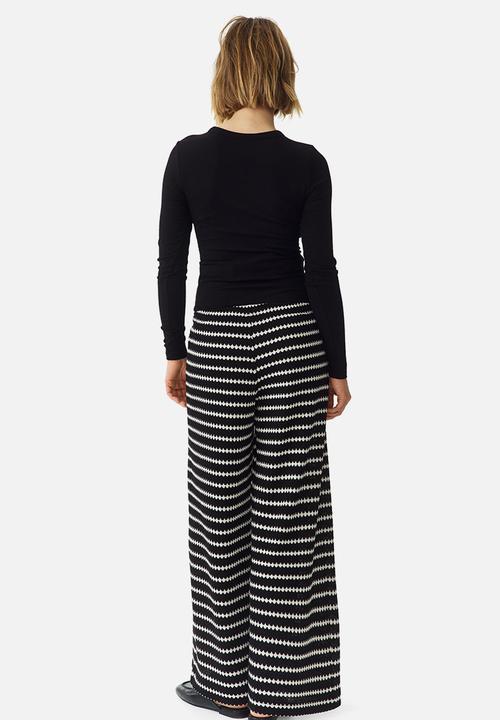 H&M - Mama before & after knitted trousers - black/striped