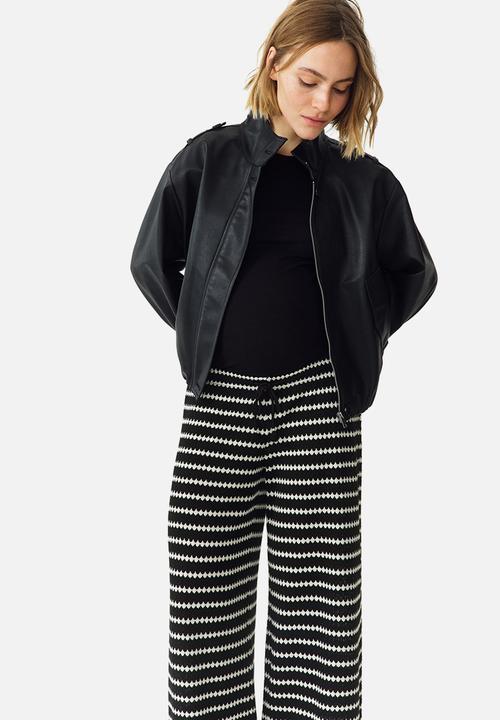 H&M - Mama before & after knitted trousers - black/striped