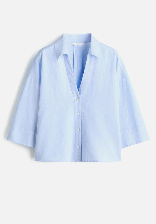 H&M - Linen-blend shirt - light blue