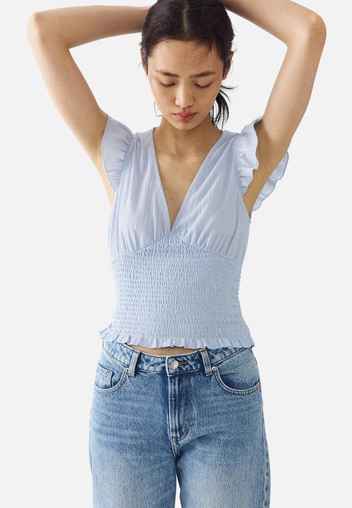 H&M - Textured jersey top - light blue