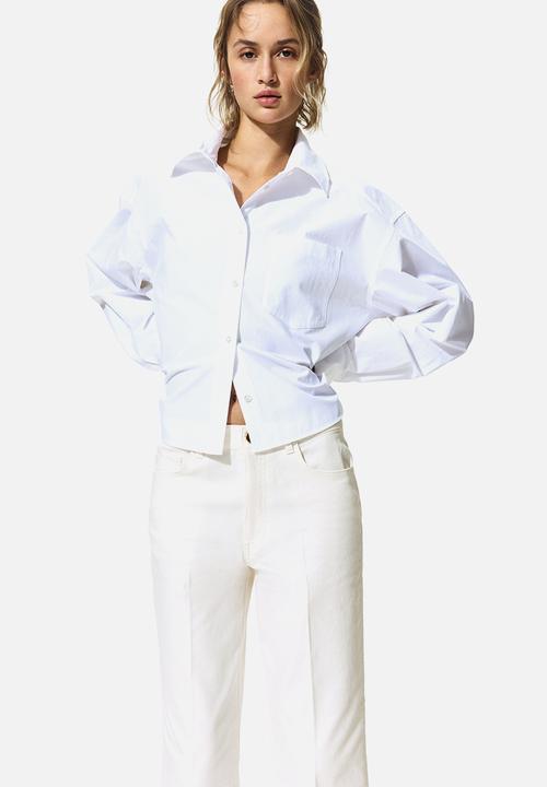 H&M - Bootcut cotton canvas trousers - white