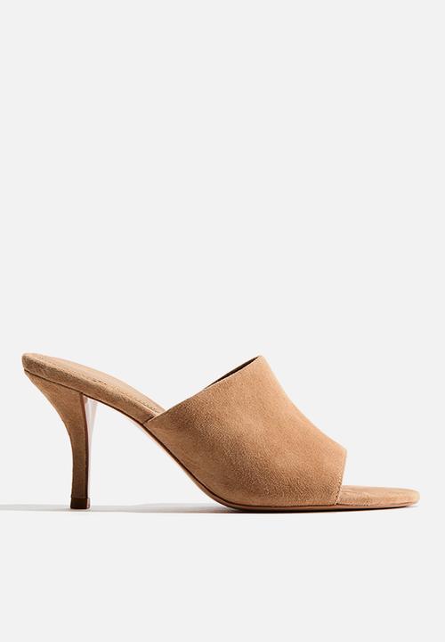 H&M - Heeled leather sandals - dark beige