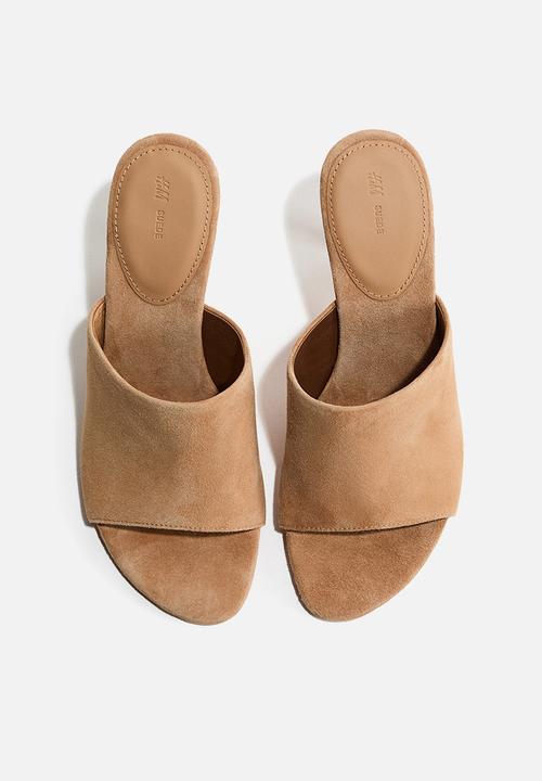 H&M - Heeled leather sandals - dark beige