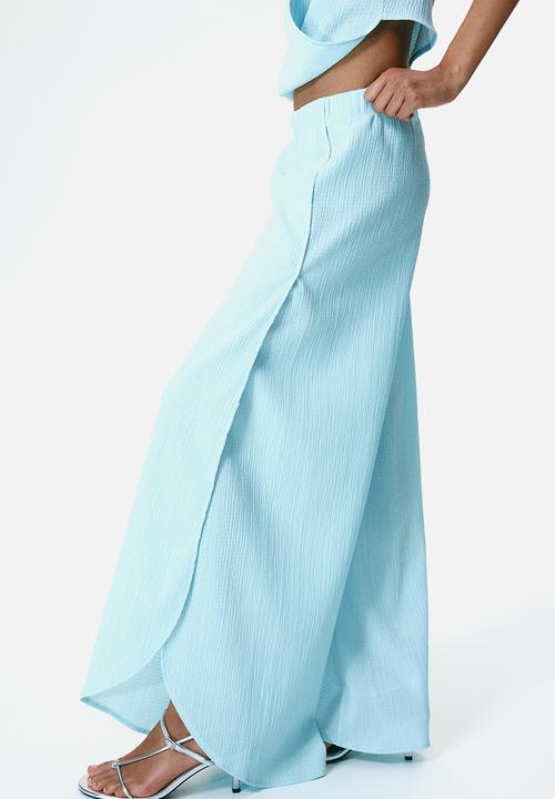 H&M - Wide wrap-detail trousers - light turquoise