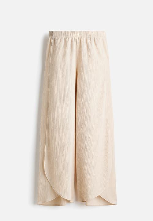 H&M - Wide wrap-detail trousers - cream