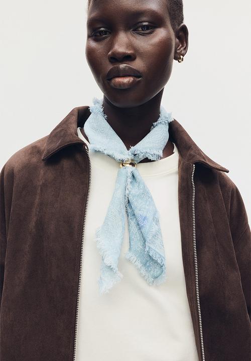 H&M - Printed cotton scarf - blue/paisley pattern