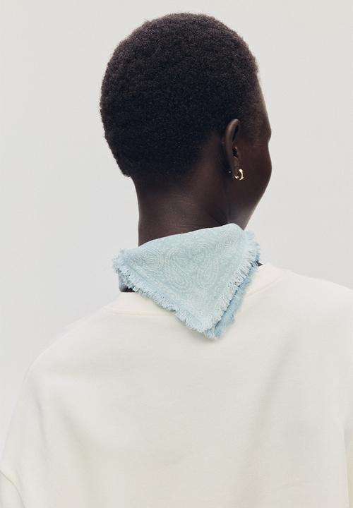 H&M - Printed cotton scarf - blue/paisley pattern