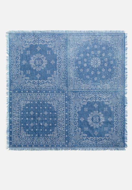 H&M - Printed cotton scarf - blue/paisley pattern