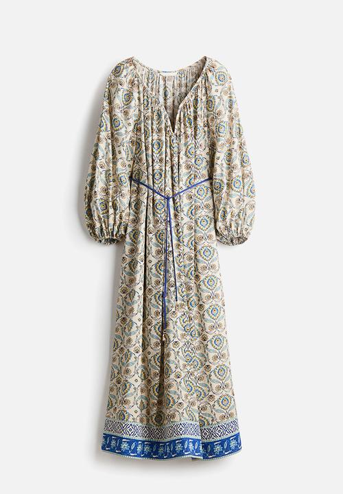 H&M - Oversized tunic dress - light beige/patterned