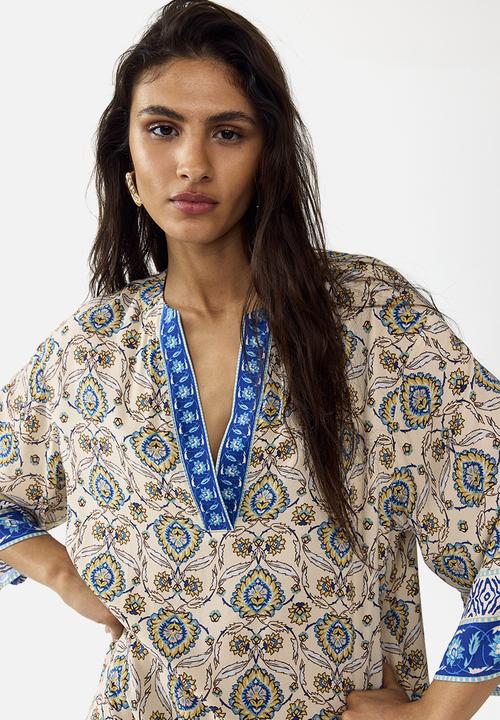 H&M - Viscose tunic dress - light beige/patterned