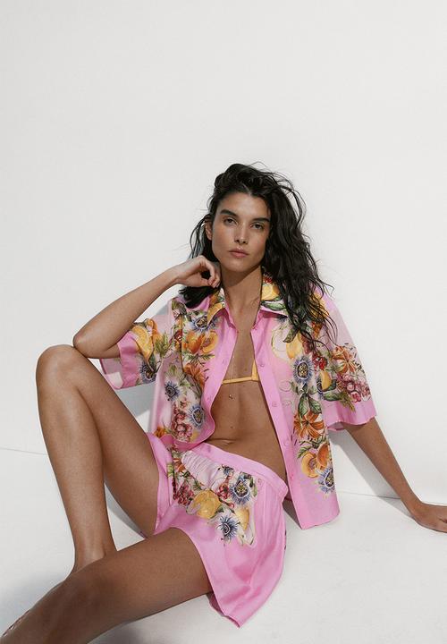 H&M - Printed pull-on shorts - pink/lemons