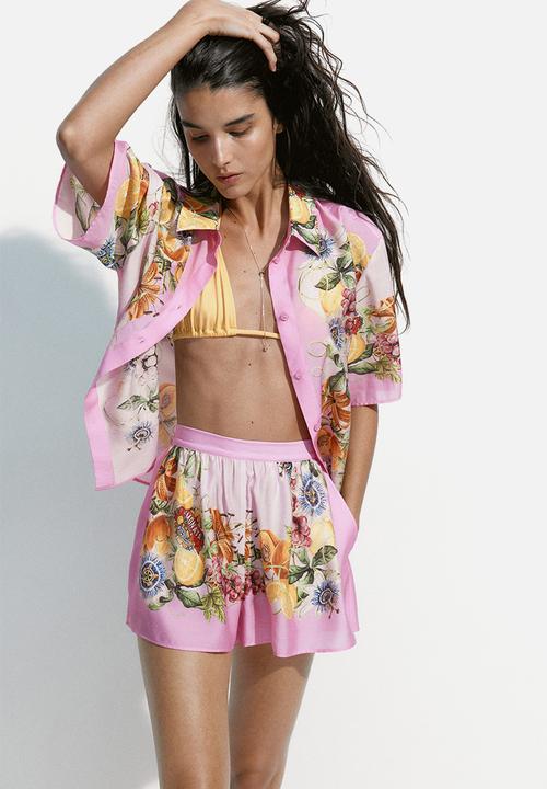 H&M - Printed pull-on shorts - pink/lemons
