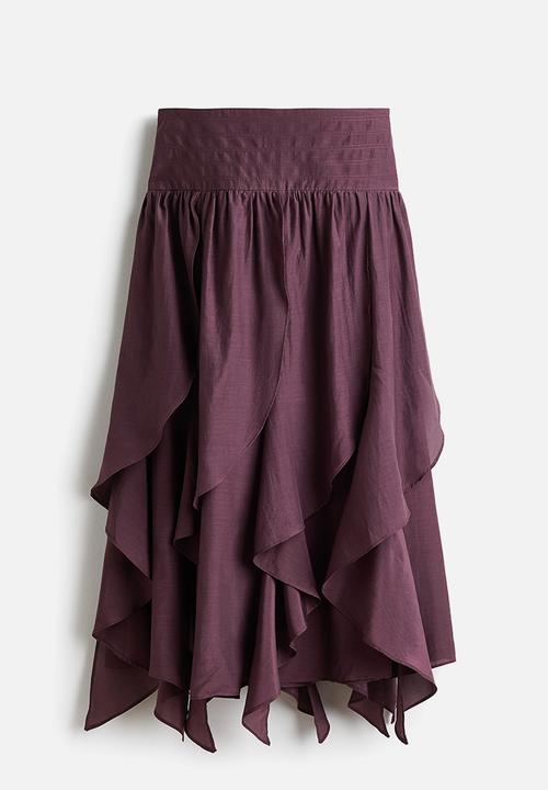 H&M - Asymmetric midi skirt - plum red