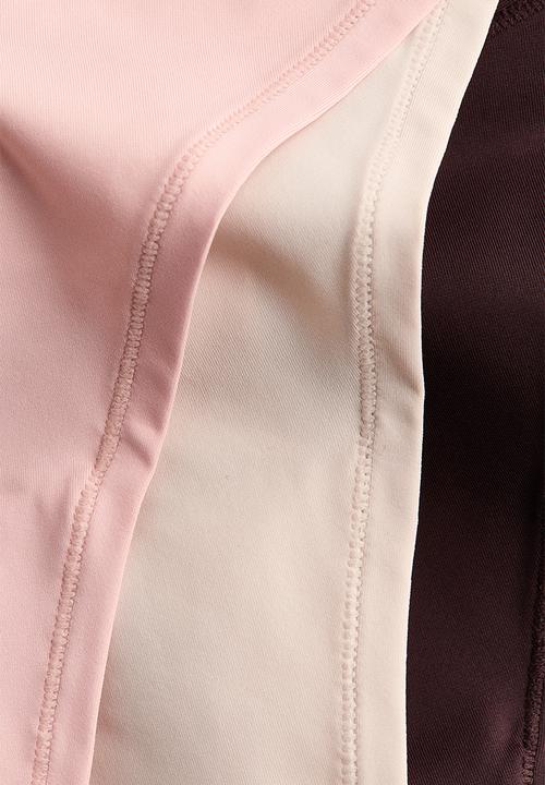 H&M - 3-Pack microfibre thong briefs - dark brown/cream/light pink