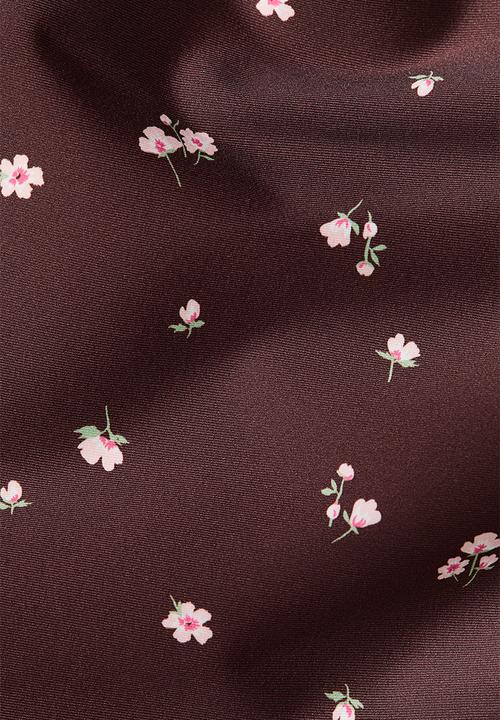 H&M - Padded-cup high leg swimsuit - brown/floral