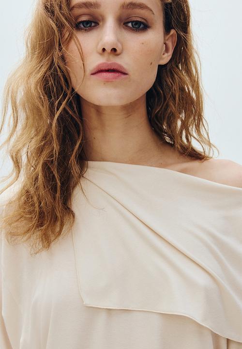 H&M - Cape-detail jersey top - cream