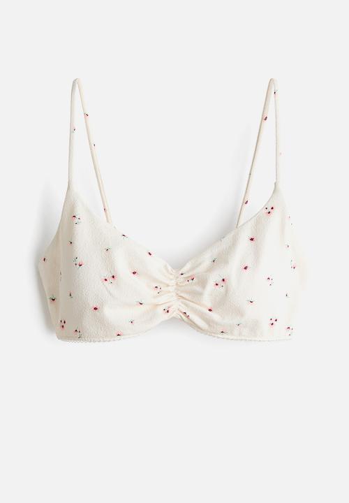 H&M - Padded bikini top - cream/floral