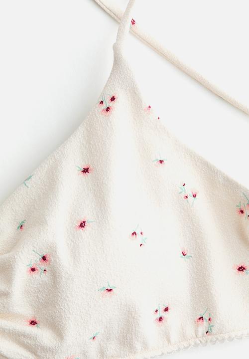 H&M - Padded bikini top - cream/floral