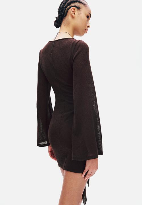 H&M - Tie-detail dress - dark brown