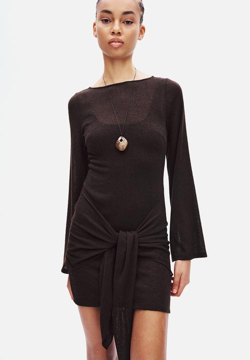 H&M - Tie-detail dress - dark brown