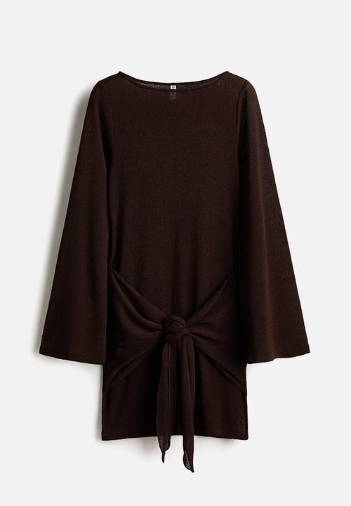 H&M - Tie-detail dress - dark brown
