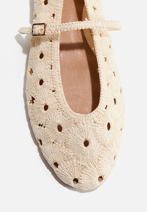 H&M - Straw mary jane ballet flats - light beige