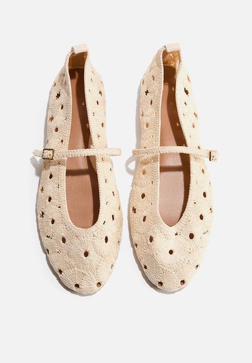 H&M - Straw mary jane ballet flats - light beige