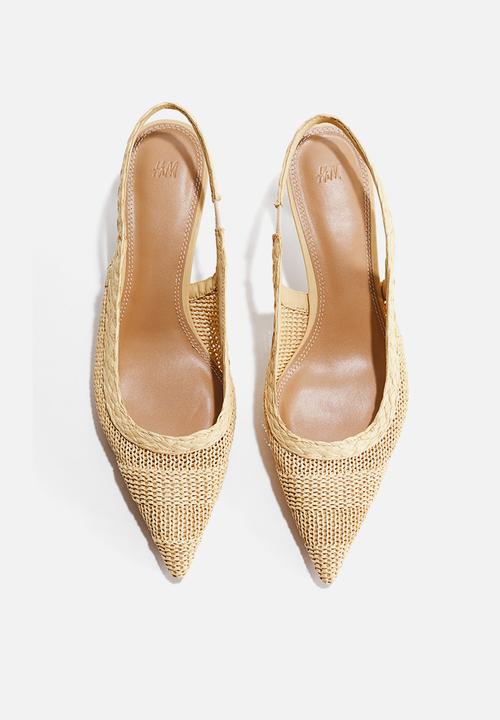 H&M - Kitten-heeled straw slingbacks - beige