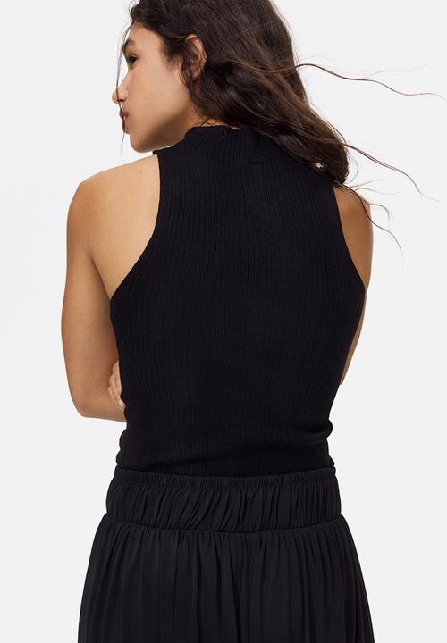 H&M - Rib-knit turtleneck top - black