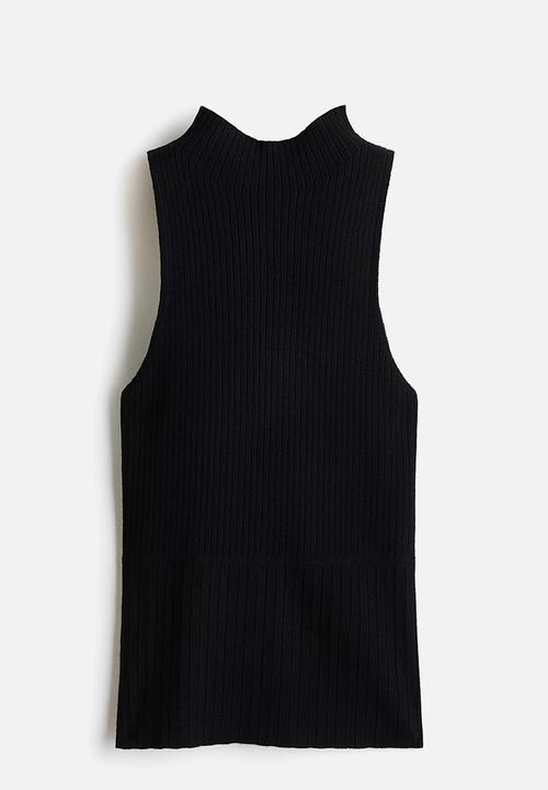H&M - Rib-knit turtleneck top - black