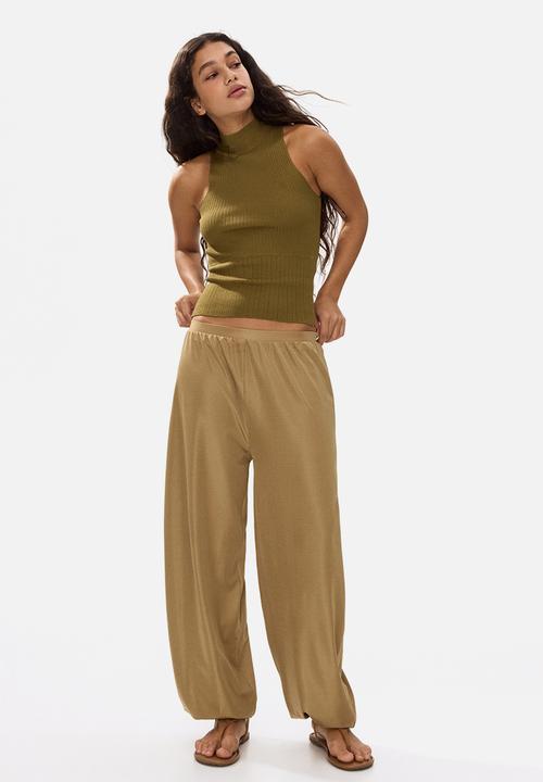 H&M - Rib-knit turtleneck top - olive green