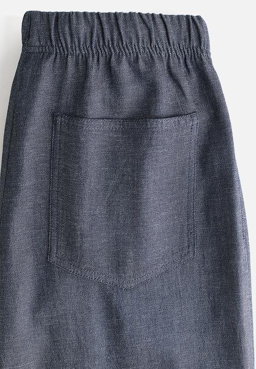 H&M - Straight drawstring trousers - dark denim blue