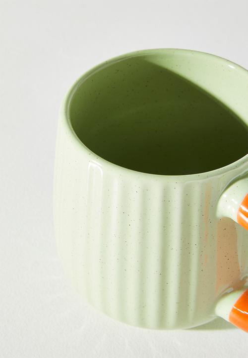 Excellent Houseware - Speckles coloured handle Mug 395ml - Sage 