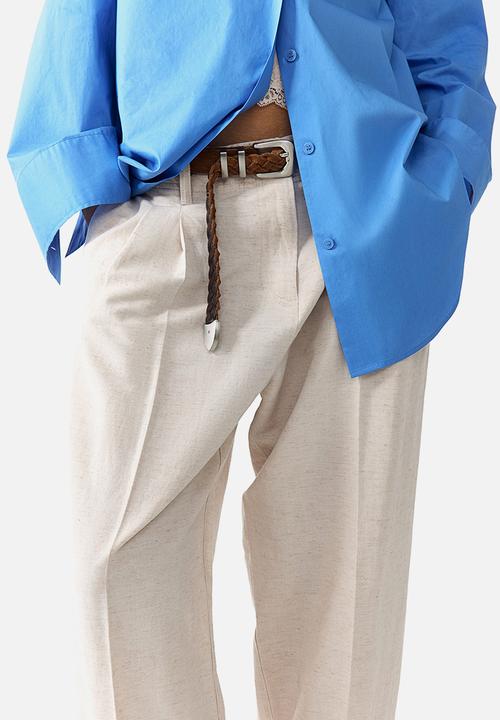 H&M - Tapered linen-blend trousers - light beige