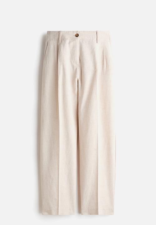 H&M - Tapered linen-blend trousers - light beige