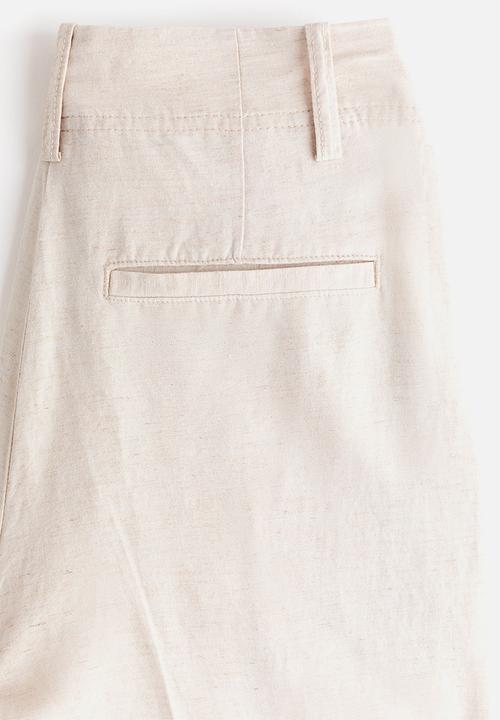 H&M - Tapered linen-blend trousers - light beige