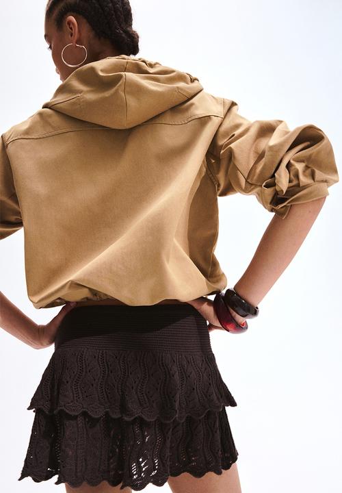 H&M - Crochet-look tiered skirt - dark brown